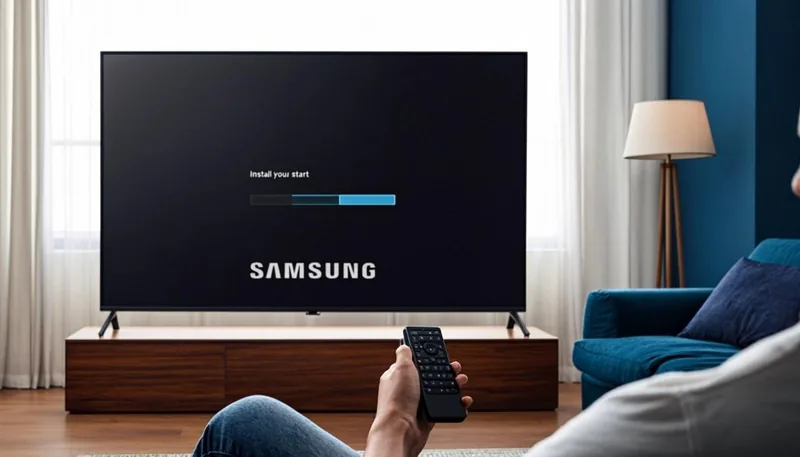 Installer l’abonnement IPTV sur Smart TV Samsung et LG : télécommande et téléviseur affichant la liste des chaînes dans un salon